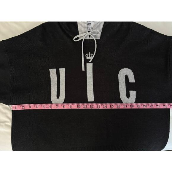 Juicy Couture Spell Out Hooded Sweater Women’s Sz L Black Gray Trim Street Wear - Picture 7 of 8